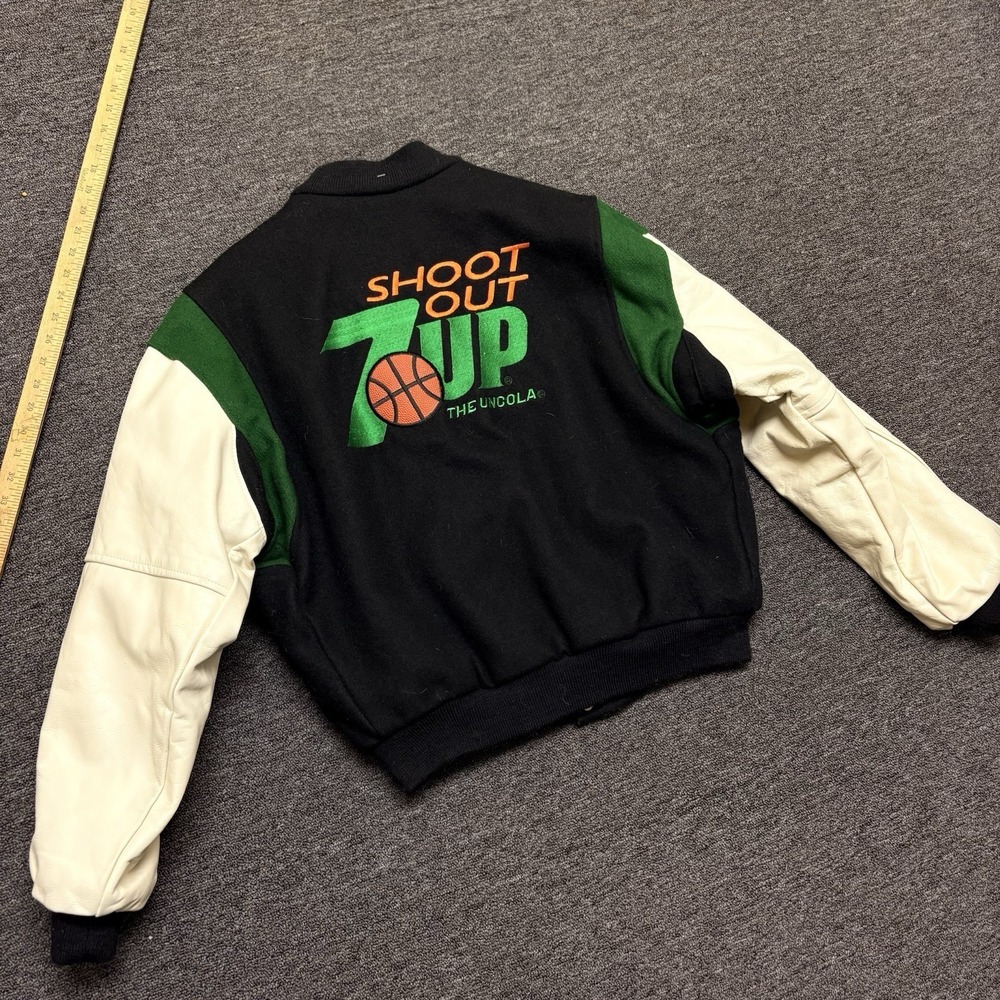 7Up Shootout  Wool Varsity Jacket PROMO Genuine LeatherMedium Vintage 1980s